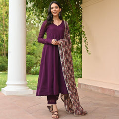 Graceful Georgette Wine Color Gown