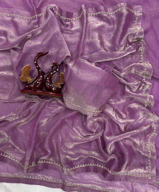 New Party Wear Lavender Color Silk Saree
