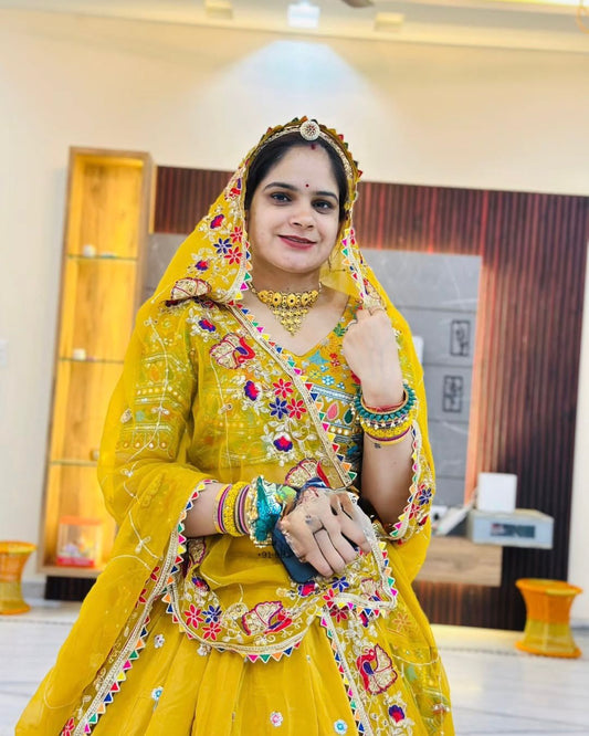 Sequence Mustard Color Lehenga Choli Set with Dupatta
