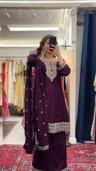 Function Wear Wine Color Palazzo Set