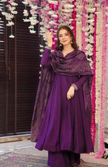 Awesome Purple Color Silk Anarkali Gown