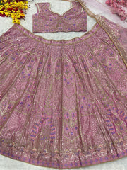 Gorgeous Kasturi Silk Pink Color lehenga choli