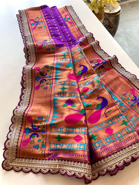 Captivating Purple Color Paithani Silk Saree