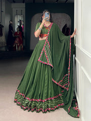 Lovely Pink Rayon Mirror Work Lehenga Choli