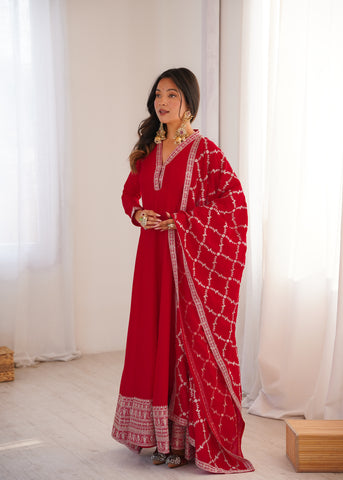 Gorgeous Heavy Work Vichitra Silk Anarkali Gown
