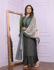 Exclusive Hand Work Grey Color Palazzo Suit