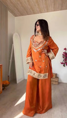 Innovative Fendy Silk Mirror Work Sharara Palazzo Set