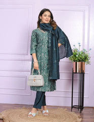 Good Looking Wear Teal Green Color V Neck Salwar Suit