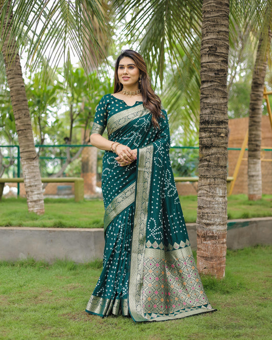 Captivating Green Color Bandari  Style Saree