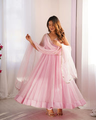 Trendy Georgette Hotfix Work Pink Color Anarkali Gown