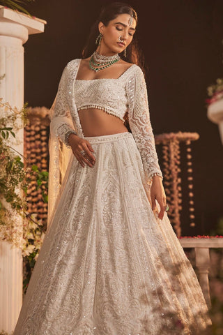 Marriage Special Butterfly Net White Color Lehenga Choli