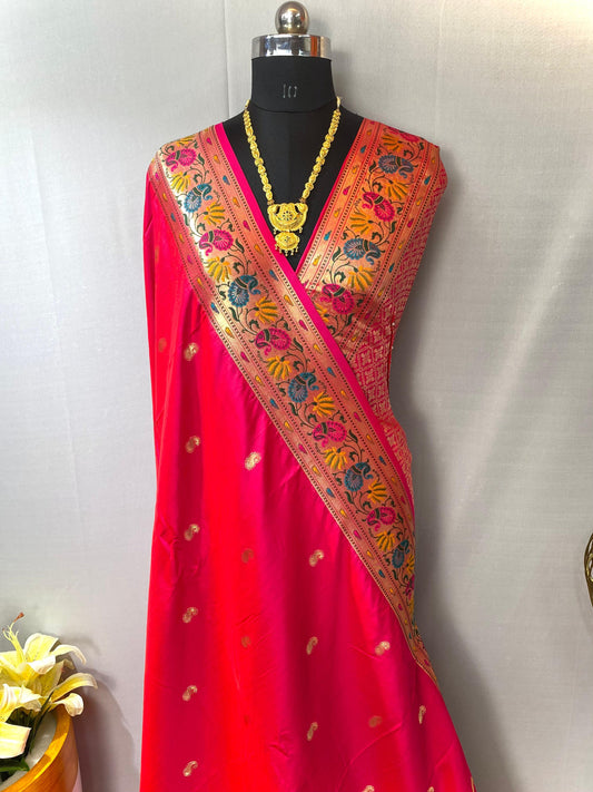 Gorgeous Paithani Silk Pink Color Saree