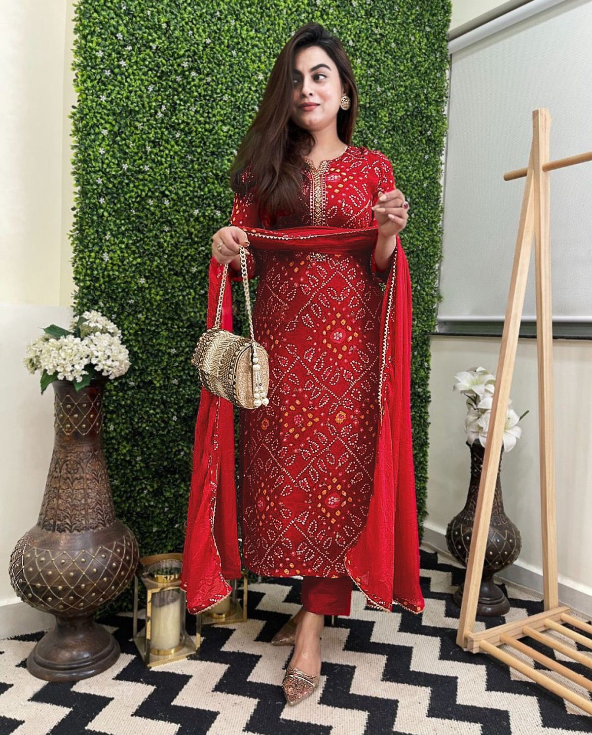 Adorable Reyon Red Color Salwar Suit