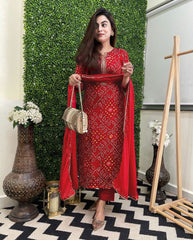 Adorable Reyon Red Color Salwar Suit