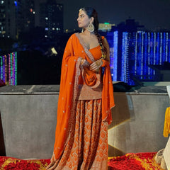 Classic Georgette Orange Color Sharara Suit