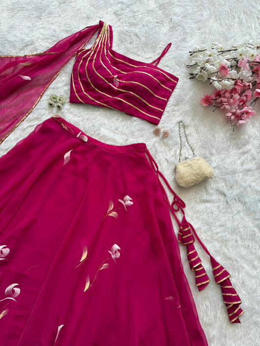 Occasion Wear Georgette Pink Color Draped Lehenga Choli