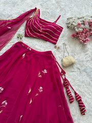 Occasion Wear Georgette Pink Color Draped Lehenga Choli