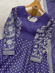 Stylish Purple Crunchy Silk Sequence Work Sharara Suit