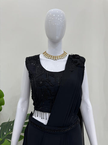 Party Wear Black Color Reday to wear Dhoti