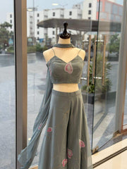 Exclusive Sky Blue Georgette Palazzo Suit