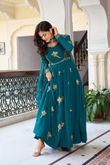 Marvelous Pink Georgette Thread Work Gown
