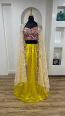 Stylish Kasturi Slub Silk Yellow Color Designer Lehenga Choli With Koti