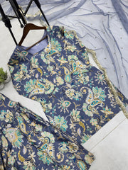 Flattering Embroidery Work Multi Blue Color Sharara Suit