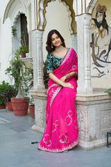 Function Wear Gota Pati Work Pink Saree