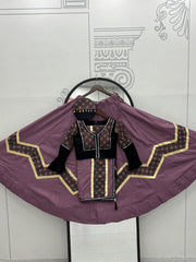 Navratri Special Purple Cotton Ajrakh Print Lehenga Choli