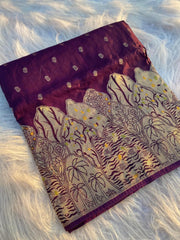 Designer Dola Silk Wine Color Saree