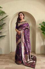 Festive Special Wine Color Silk Saree