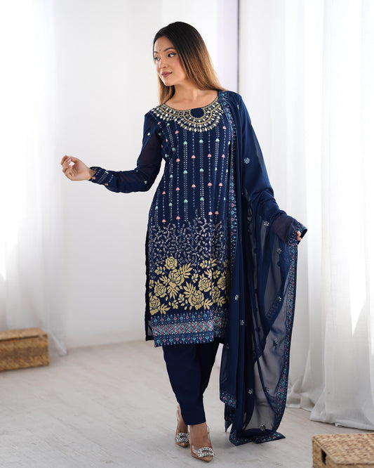 Precious Heavy Work Navy Blue Color Salwar Suit