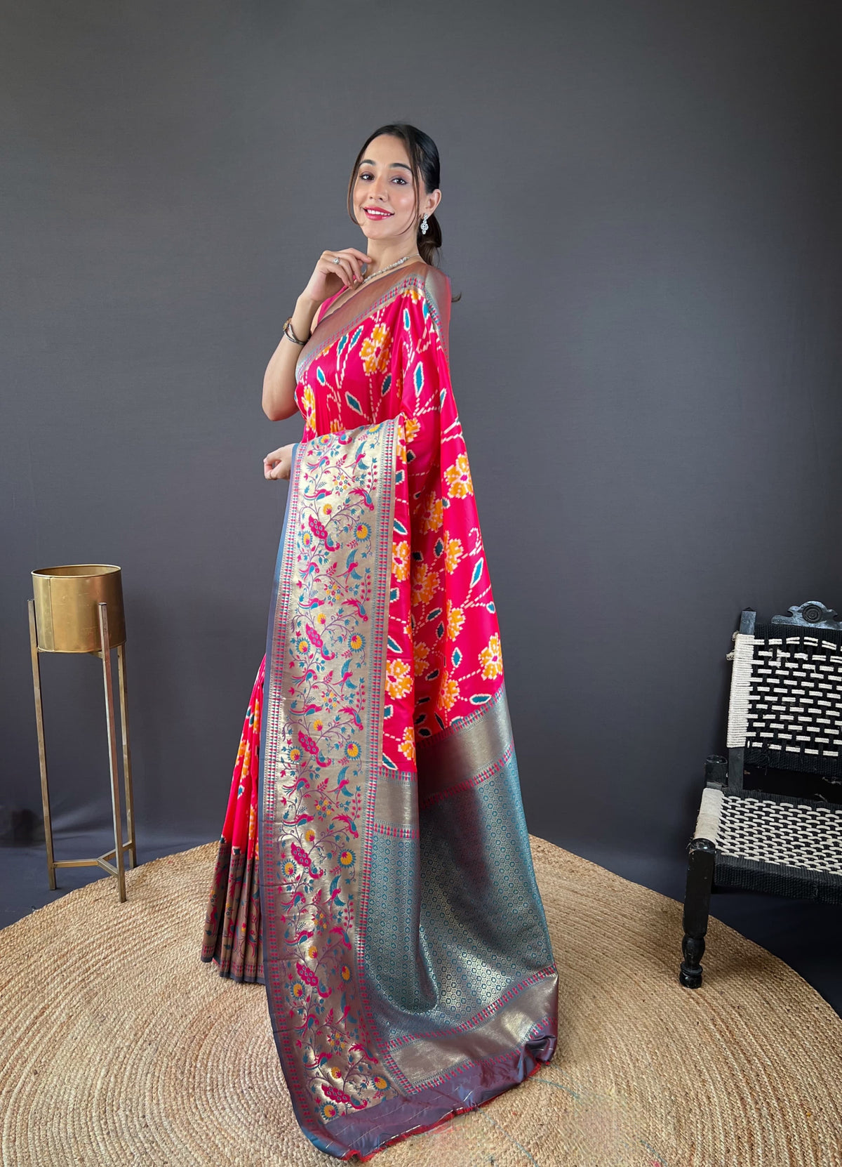 Gorgeous Silk Patola Weaving Pink Color Saree