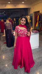 Designer Sequnce Work Red Color Grown With Dupatta