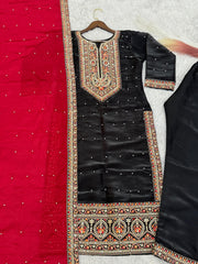 Shining Black Color With Heavy Work Salwar Suit