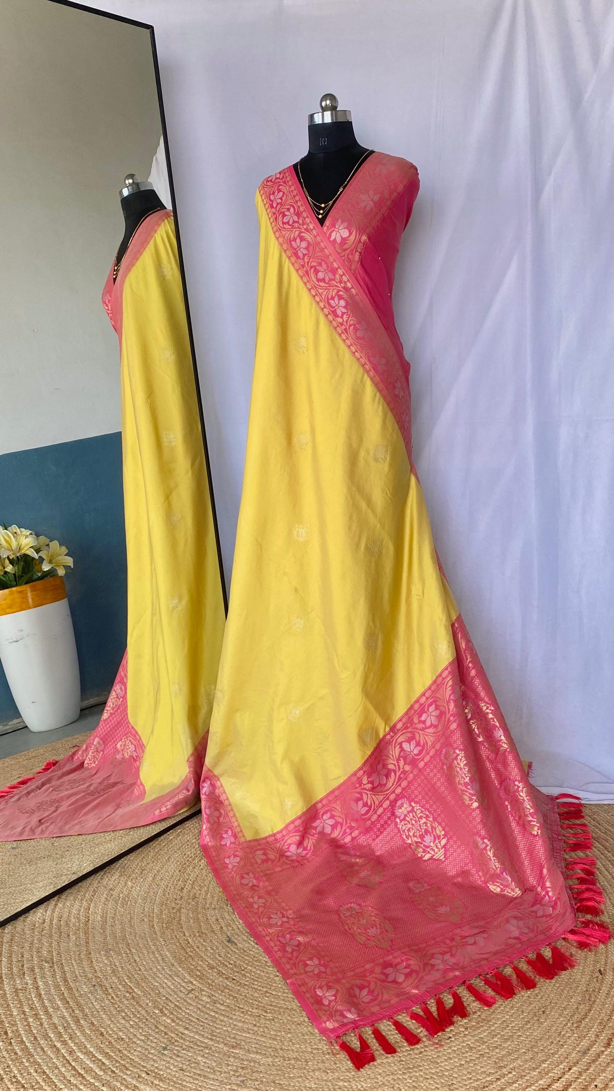 Flattering Tone Silk Zari Weaves Yellow Color Saree