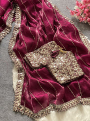 Beautiful Jimmy Chu Wine Color Saree