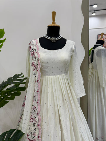 Presenting Sequence Work White Color Gown