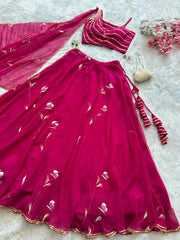 Occasion Wear Georgette Pink Color Draped Lehenga Choli