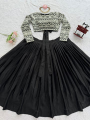 Wonderful Black Color Organza Lehenga Choli