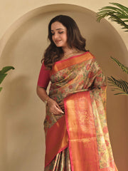 Occasion Wear Pretty Orange Silk Zari Saree