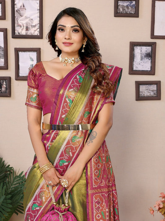 Flattering Tissue Silk Perrot Color Saree