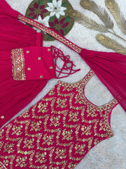 Exclusive Pink Color Sequence Work Georgette Sharara Suit