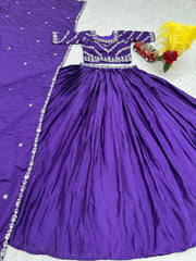 Elegant Chinon Sequence Work Purple Color Lehenga Choli