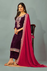 Exclusive Embroidery Sequence Work Wine Color Salwar Suit