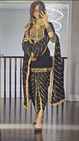 Good Looking Black Color Sequence Work Dhoti Suit