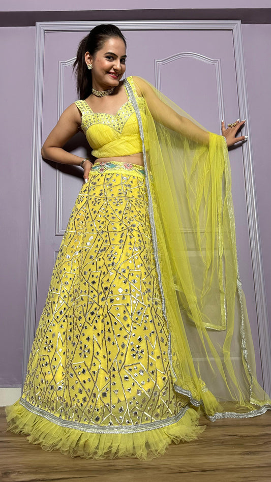 Occasion Wear Yellow Color Georgette Lehenga Choli