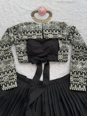 Wonderful Black Color Organza Lehenga Choli