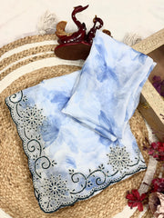 Party Wear Sky Blue Printed Silk Saree