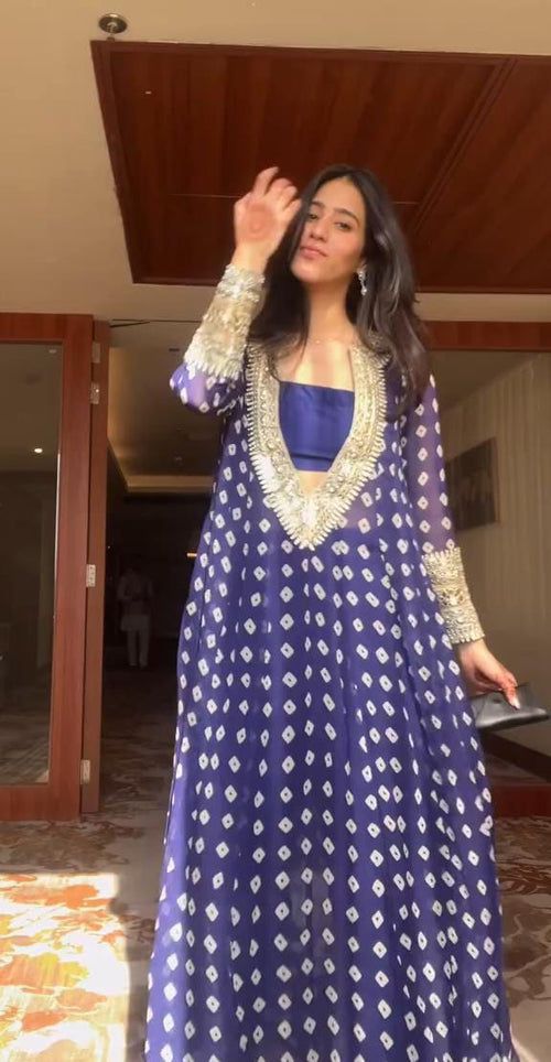 Unique Blue Color Digital Print Palazzo Suit